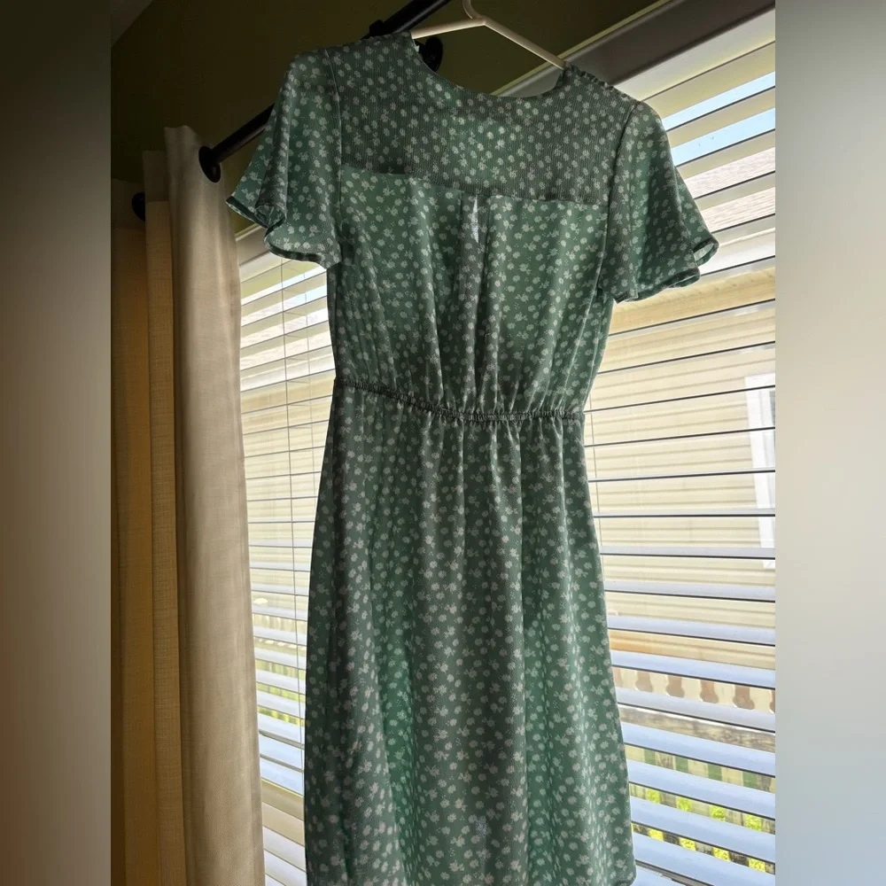 Monteau Teal Floral Dress - Picture 4 of 4